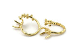 Gold Ring Settings, Gold Plated Brass Claw Rings, Adjustable Rings - Pad Size 6x8mm N2537