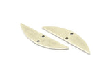 Semi Circle Charm, 4 Antique Silver Plated Brass Half Moon Charms With 2 Holes (37x8x0.70mm) M884