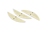 Semi Circle Charm, 4 Antique Silver Plated Brass Half Moon Charms With 2 Holes (37x8x0.70mm) M884
