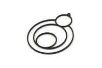 Black Round Charm, 2 Oxidized Black Brass Round Charm With 1 Loop, Charm Pendants (44x34x0.80mm) SMP0590 A2604