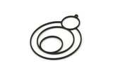 Black Round Charm, 2 Oxidized Black Brass Round Charm With 1 Loop, Charm Pendants (44x34x0.80mm) SMP0590 A2604
