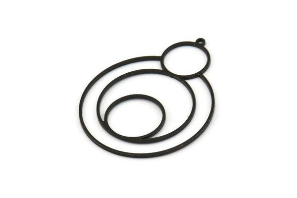 Black Round Charm, 2 Oxidized Black Brass Round Charm With 1 Loop, Charm Pendants (44x34x0.80mm) SMP0590 A2604