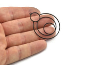 Black Round Charm, 2 Oxidized Black Brass Round Charm With 1 Loop, Charm Pendants (44x34x0.80mm) SMP0590 A2604