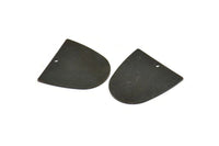 D Shaped Charm, 6 Oxidized Black Brass D Shaped Connectors With 1 Hole, Earrings, Findings (20x20x0.50mm) D0700