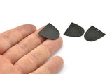 D Shaped Charm, 6 Oxidized Black Brass D Shaped Connectors With 1 Hole, Earrings, Findings (20x20x0.50mm) D0700