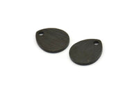Siyah Damla Charm, 1 Delikli 6 Dokulu Oksitlenmiş Siyah Pirinç Damla Charm, Damgalama Boşlukları (12x0,70 mm) M01852