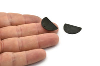 Semi Circle Charm, 6 Oxidized Black Brass Half Moon Blanks With 2 Hole, Earrings, Pendants (21x13x0.80mm) D0785