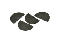 Semi Circle Charm, 6 Oxidized Black Brass Half Moon Blanks With 2 Hole, Earrings, Pendants (21x13x0.80mm) D0785