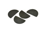 Semi Circle Charm, 6 Oxidized Black Brass Half Moon Blanks With 2 Hole, Earrings, Pendants (21x13x0.80mm) D0785