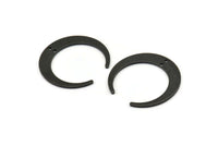 Black Moon Charm, 4 Oxidized Black Brass Crescent Moon Charms With 2 Holes, Pendants, Findings (27.5x28.5x5x1mm) D1043 H1068