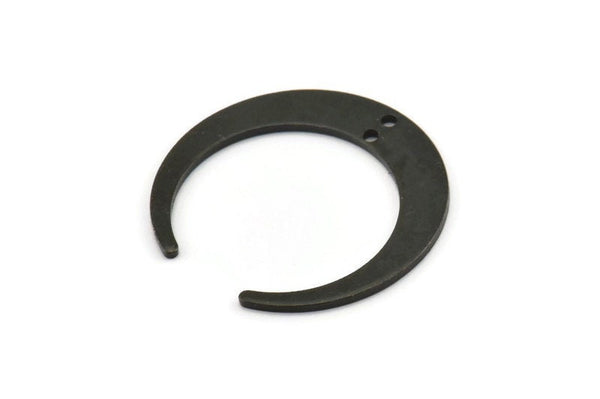 Black Moon Charm, 4 Oxidized Black Brass Crescent Moon Charms With 2 Holes, Pendants, Findings (27.5x28.5x5x1mm) D1043 H1068
