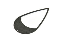 Black Drop Connector, 4 Textured Oxidized Black Brass Drop Connectors With 3 Holes, Findings (59x35x0.60mm) D0719