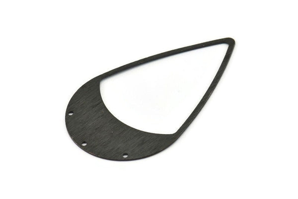 Black Drop Connector, 4 Textured Oxidized Black Brass Drop Connectors With 3 Holes, Findings (59x35x0.60mm) D0719