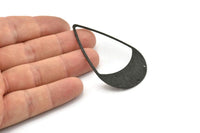 Black Drop Connector, 4 Textured Oxidized Black Brass Drop Connectors With 3 Holes, Findings (59x35x0.60mm) D0719