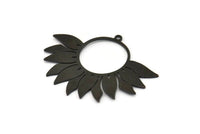 Black Flower Charm, 2 Oxidized Black Brass Flower Charms With 1 Loop, Findings (30x40x0.60mm) SMP0150 A2249