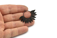 Black Flower Charm, 2 Oxidized Black Brass Flower Charms With 1 Loop, Findings (30x40x0.60mm) SMP0150 A2249