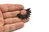 Black Flower Charm, 2 Oxidized Black Brass Flower Charms With 1 Loop, Findings (30x40x0.60mm) SMP0150 A2249