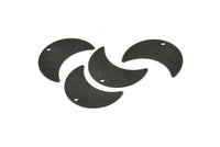 Black Moon Charm, 8 Oxidized Black Brass Moon Charms with 1 Hole, Pendants, Earrings (22x10x0.50mm) D0750