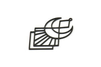 Siyah Elmas Tılsım, 1 Halkalı 2 Oksitlenmiş Siyah Pirinç Hilal Tılsımı, Bulgular (42x25x0,60 mm) SMP1068 A6018