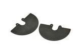 Semi Circle Charm, 2 Oxidized Black Brass Semi Circle Charm Pendants With 2 Holes (33x22x0.80mm) D0669
