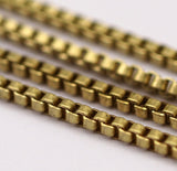 Cube Chain, Link Chain, 10m - Cube Raw Brass Chain (1.8mm) ( Z070 )