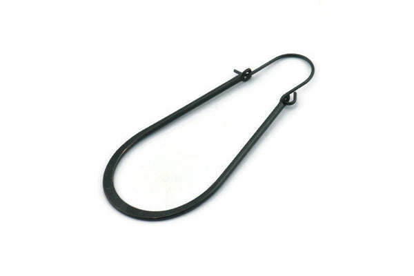Black Earring Wires, 4 Oxidized Black Brass Earring Studs, Wire Hoops  (55x24x1.5x0.80mm) D1634 H0991