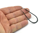 Black Earring Wires, 4 Oxidized Black Brass Earring Studs, Wire Hoops  (55x24x1.5x0.80mm) D1634 H0991
