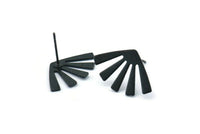 Black Sun Earring, 8 Oxidized Black Brass Rising Sun Flag Stud Earrings (20x12x0.60mm) D960 A1245