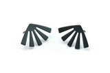 Black Sun Earring, 8 Oxidized Black Brass Rising Sun Flag Stud Earrings (20x12x0.60mm) D960 A1245