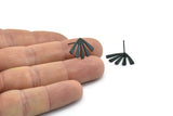 Black Sun Earring, 8 Oxidized Black Brass Rising Sun Flag Stud Earrings (20x12x0.60mm) D960 A1245
