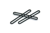 Black Oval Charm, 24 Oxidized Black Brass Oval Charms, Earring Charms (36x4.5x1mm) A6534 Q0177