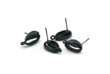 Black Shell Earring, 4 Oxidized Black Brass Cowrie Shell Stud Earrings With 1 Loop, Findings (16x9mm) N0909