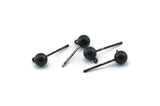 24 Earring Posts with Oxidized Black Brass Ball Pad and 5 mm Hole Hook A0394