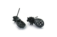 Siyah Ananas Küpe, 4 Oksitlenmiş Siyah Pirinç Ananas Küpe (20x9mm) N1548