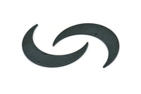 Black Moon Charm, 4 Oxidized Black Brass Crescent Moon Charms With 2 Holes (46x11x0.80mm) M832 Q0346