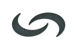 Black Moon Charm, 4 Oxidized Black Brass Crescent Moon Charms With 2 Holes (46x11x0.80mm) M832 Q0346