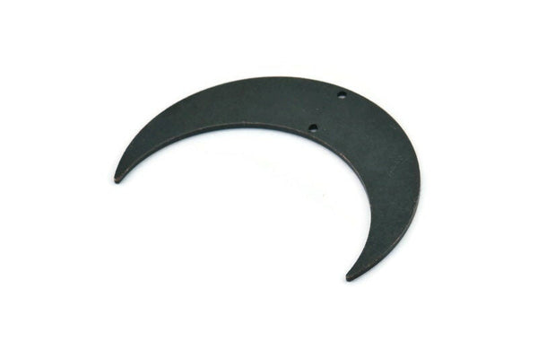 Black Moon Charm, 4 Oxidized Black Brass Crescent Moon Charms With 2 Holes (46x11x0.80mm) M832 Q0346