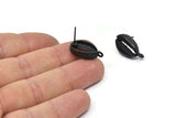 Black Shell Earring, 2 Oxidized Black Brass Cowrie Shell Stud Earrings With 1 Loop, Findings (20x11mm) N0910