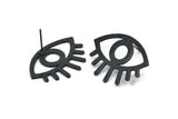 Black Eye Earring, 4 Oxidized Black Brass Eye Stud Earrings (29x1mm) N1030