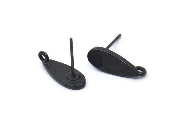 Siyah Damla Küpe, 1 Halkalı 4 Oksitlenmiş Siyah Damla Küpe (15x6x1,5 mm) N1626