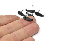 Siyah Damla Küpe, 1 Halkalı 4 Oksitlenmiş Siyah Damla Küpe (15x6x1,5 mm) N1626