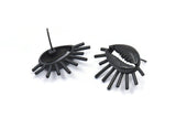 Black Shell Earring, 2 Oxidized Black Brass Cowrie Shell Stud Earrings, Findings (26x20mm) N1007 Q0963