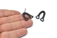 Küpe Çivisi, 2 Oksitlenmiş Siyah Pirinç - Siyah Küpeler - Siyah Küpeler - Gökkuşağı Küpeler - Küpeler (20x21x1,5 mm) N1539
