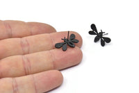 Siyah Arı Küpe, 2 Oksitlenmiş Siyah Pirinç Arı Küpe (21x12mm) N1515
