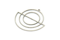Silver Circle Charm, 2 Antique Silver Plated Brass Semi Circle Charm With 1 Loop, Charm Pendants (37x34.5x0.80mm) SMP1218 A6880