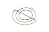 Silver Circle Charm, 2 Antique Silver Plated Brass Semi Circle Charm With 1 Loop, Charm Pendants (37x34.5x0.80mm) SMP1218 A6880