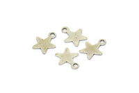 Silver Star Charm, 50 Antique Silver Plated Brass Star Charms With 1 Loop (8x10mm) A0261