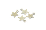 Silver Star Charm, 50 Antique Silver Plated Brass Star Charms With 1 Loop (8x10mm) A0261