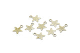 Silver Star Charm, 50 Antique Silver Plated Brass Star Charms With 1 Loop (8x10mm) A0261