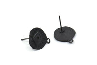 Siyah Göz Küpe, 1 Halkalı 4 Oksitlenmiş Siyah Pirinç Göz Küpe (13x15 mm) N1170